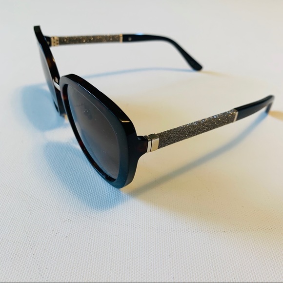 NWT Jimmy Choo 56mm Tortoise Glitter Sunglasses - Picture 9 of 11